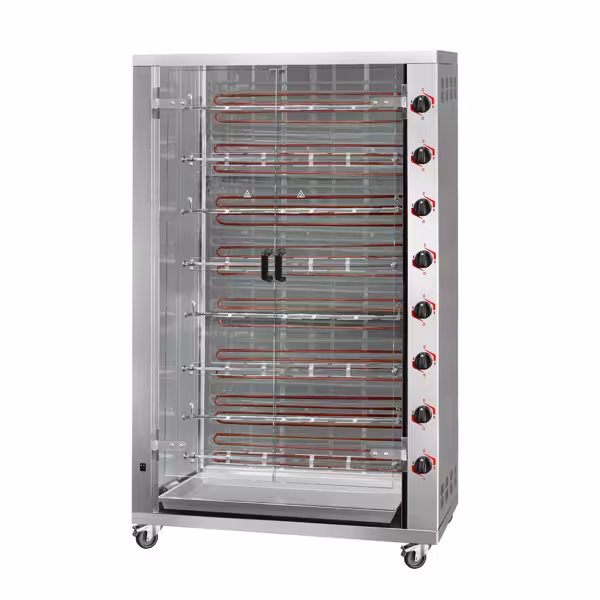 Elektrische kippengrill Rotisserie - 38,4kW - 8 spitten voor 48 kippen