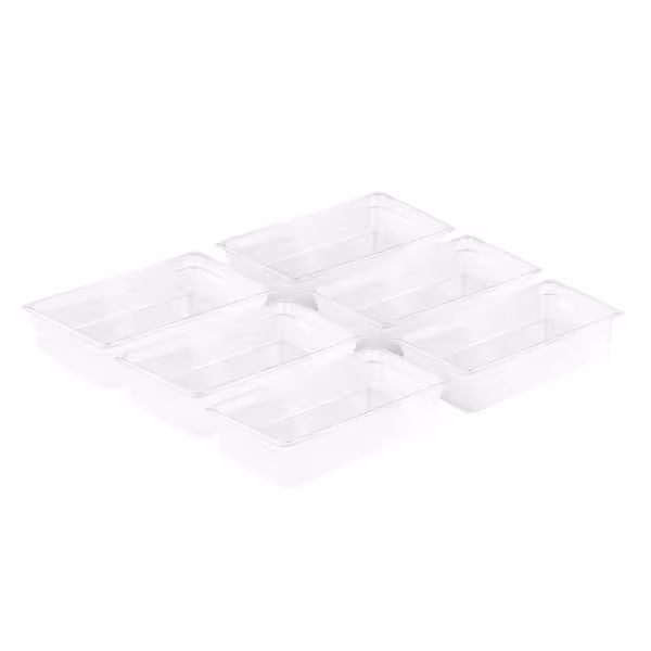 (6 pcs) Polycarbonate Gastronorm Container GN 1/1 - Clear - 19.5L - Depth: 150mm