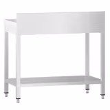 Mesa de trabajo de acero inox.  PREMIUM 0,7 m - con zócalo y estante inferior