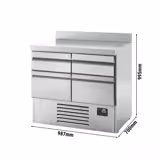 Balcão refrigerado Série Premium PLUS - 978x700mm - 230L - 4 gavetas - GN 1/1 - com ressalto traseiro - 0 a +6°C
