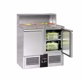 Saladette PREMIUM - 903mm - 2 deuren - met RVS deksel voor 5x GN 1/6 - granieten werkblad