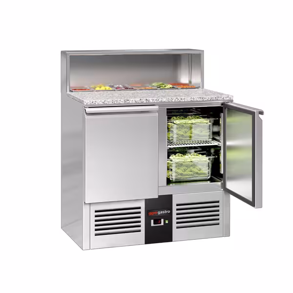 Ψυγείο πάγκος σαλατών PREMIUM - 903 mm - 2 πόρτες - με ανοξείδωτο καπάκι για 5x GN 1/6