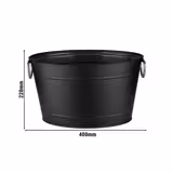 Pojemnik na lód i napoje - TIN - Metal - 11L - Wysokość: 220mm - Czarny - z plastikową wkładką