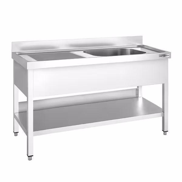 طاولة بحوض غسيل PREMIUM - 1600x700mm - مع أرضية سفلية - مع حوض واحد يمين