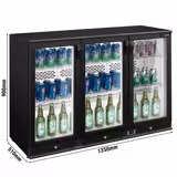 Ψυγείο μπαρ Back Bar βιτρίνα - 1350 mm - 330 l - με 3 ανοιγόμενες γυάλινες πόρτες - μαύρο