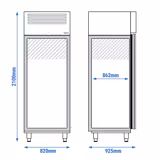 Pastane derin dondurucusu PREMIUM - 600x400mm - 1 Kapı & LED Aydınlatma & Kilit & Paslanmaz Çelik Raylar - Fanlı Soğutma - Otomatik Defrost - R290 Soğutucu Gaz