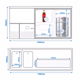 Barkoelkast PREMIUM - 1950x700mm - 1 glazen deur & 2 laden