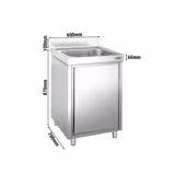 Commercial Sink Cabinet PREMIUM - Stainless Steel - 600x700 -  1 Bowl