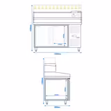 Rashladni pult za pripremu pizze PREMIUM - 1500x800 mm - sa 2 vrata - uklj. Rashladna nadograđena vitrina LED - 5x GN 1/5 + 1x GN 1/2