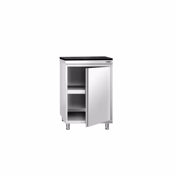 Roestvrijstalen werkkast PREMIUM - 600 x 700 mm - met vleugeldeur - incl. granieten werkblad