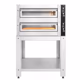 (2 pcs) Four à pizza PROFESSIONNEL électrique - Sole en pierre réfractaire - 2 x 4 pizzas Ø34cm - 400V - incl. Support