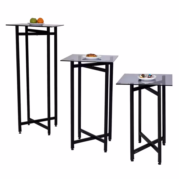 (3 bucăți) Set de măsuțe auxiliare/de cafea – pliabile Înălțime: 700, 900 și 1200 mm