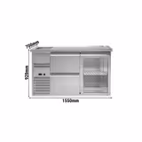 Banco Spillatura Birra - 1550x700mm - 1 Porta in vetro & 2 Cassetti