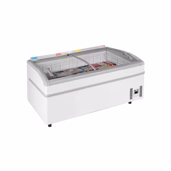 Commercial Dual-Temperature Island Chiller/Freezer - 1520x920mm - 400 Litres - Curved Glass Sliding Lids