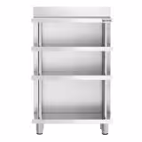 Bar-Arbeitstisch - Edelstahl - 800x600mm - mit 4 Ablagen