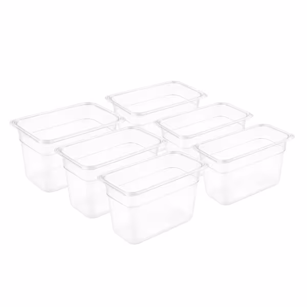 (6 pcs) Polypropylene Gastronorm Container GN 1/9 - White - 0.85L - Depth: 100mm