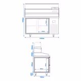 طاولة تحضير بيتزا مبردة PREMIUM PLUS - 1490x700 mm - مع 4 أدراج - سطح عمل جرانيت - شامل وحدة تبريد علوية - 6x GN 1/4