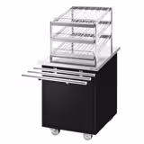 Commercial Glass & Cup Trolley with Tray Slide – 700 mm width - Black - 4 Castors (2 Braked)