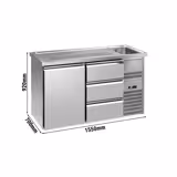 Hűtött bárpult / sörcsapoló PREMIUM PLUS - 1550x700 mm - 1 ajtó & 3 fiók