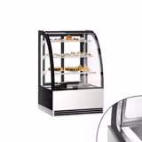 Vetrina pasticceria refrigerata - 304l - 900mm - Doppio vetro - con 3 ripiani - porte posteriori scorrevoli; LED interni