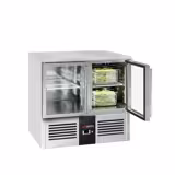 Commercial Counter Fridge PREMIUM - 900x700mm - glass doors - with 2 doors - granite worktop
