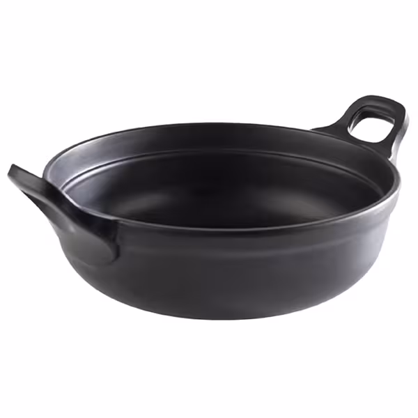 (6 stuks) Schaal - PADELLA - Melamine - 1,5L - rond - Ø210mm - met handvatten - Zwart