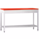 Tavolo da lavoro in acciaio inox PREMIUM - 1500x800mm - con ripiano inferiore - con tagliere in polietilene Rosso