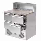 Saladette ECO - 903mm - zwart front - 4 laden - met RVS deksel voor 5x GN 1/6 - granieten werkblad