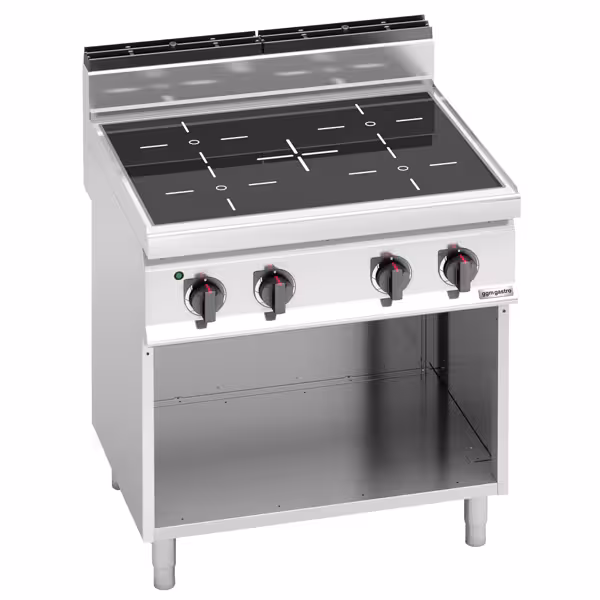 Keramisch fornuis - 12,8kW - 4 kookzones - Ø250mm - open onderstel - vrijstaand