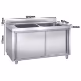 Szafka ze zlewem do mycia garnków  - 2000x600mm -  z 2 zlewami