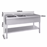 Evier ECO - 1600x700mm - avec fond & 2 bacs à gauche