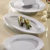 (12 pieces) Pera Oval Porcelain Plates – White - 280 x 210 mm