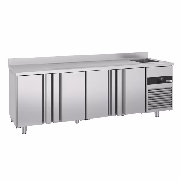 طاولة مبردة PREMIUM - 2360x700mm - مع 4 باب - مع 1 حوض - حاجز خلفي