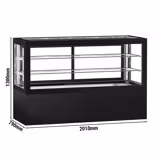 Vitrine réfrigérée 4 faces vitrées - 990L - 2010mm - Double vitrage - portes coulissantes vitrées arrière - pour pâtisseries - Noir
