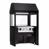 Gasgrill TORONTO - 10,4kW - Gietijzeren rooster - Staand model - Zwart - zwart front - zwart granieten werkblad - Beschermglas
