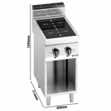 Fourneau à induction - 7kW - 2 foyers - sur placard ouvert