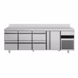 Commercial Counter Fridge PREMIUM - 2330x700mm - with 1 door - 6 drawers - with upstand - capacity 632 litres