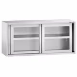 Stainless Steel Wall Cabinet PREMIUM – Sliding Glass Doors - 1400x400x650 mm - With Shelf