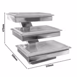 Etagere / buffetstandaard - RVS frame, melamine schalen - met 3 kommen - Hoogte: 470mm - incl. 3 melamine schalen 530x320mm