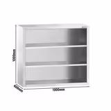 Edelstahl Wandhängeschrank PREMIUM - 1000x400mm - ohne Schiebetür - 1000mm hoch