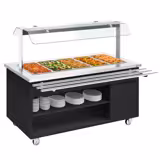Buffetwagen warm DANZIG - 1900mm - voor 5x GN 1/1 - met dienbladgeleider - zwart