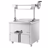 Parrilla de carbón de acero - 800mm - Profesional - para hostelería - 1 parrillas de hierro fundido - con parrilla elevable y 2 cajones - Parrilla: 660x530mm