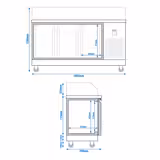 Commercial Saladette Counter PREMIUM - 1865mm - 3 doors - with square glass canopy for 8 x GN 1/6