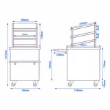 Commercial Glass & Cup Trolley with Tray Slide – 700 mm width - Black - 4 Castors (2 Braked)
