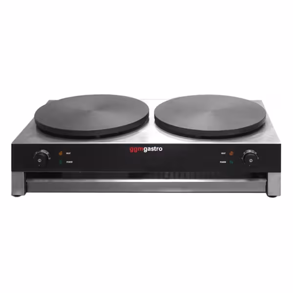 Commercial Electric Crepe Maker 2x Ø400 mm – 6 kW - Independent plate controls - Cast iron non-stick plates