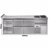 Biertheke Premium PLUS - 2500x700mm - 1 Glastür & 4 Schubladen