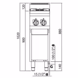 Gas Hob - 9.5kW - 2 burners - with open base shelf