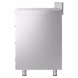 Table armoire en acier inoxydable - 647x600mm - avec 3 tiroirs - avec dosseret - pour paniers de lavage pour verres 500x500mm