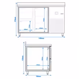 Koelwerkbank PREMIUM - 1400x700mm - met 1 deur & 2 laden & met achterwand