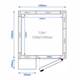 RVS koelcel - 1200x1200mm - 1,80m³ - incl. koelmotor